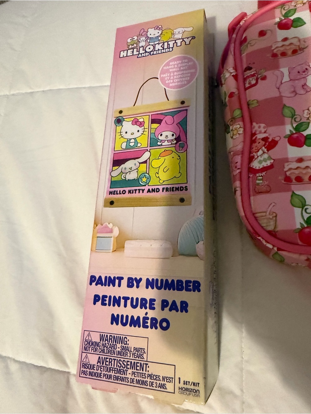 Hello Kitty Paint by Number Kit  and Strawberry Shortcake bag and lotions